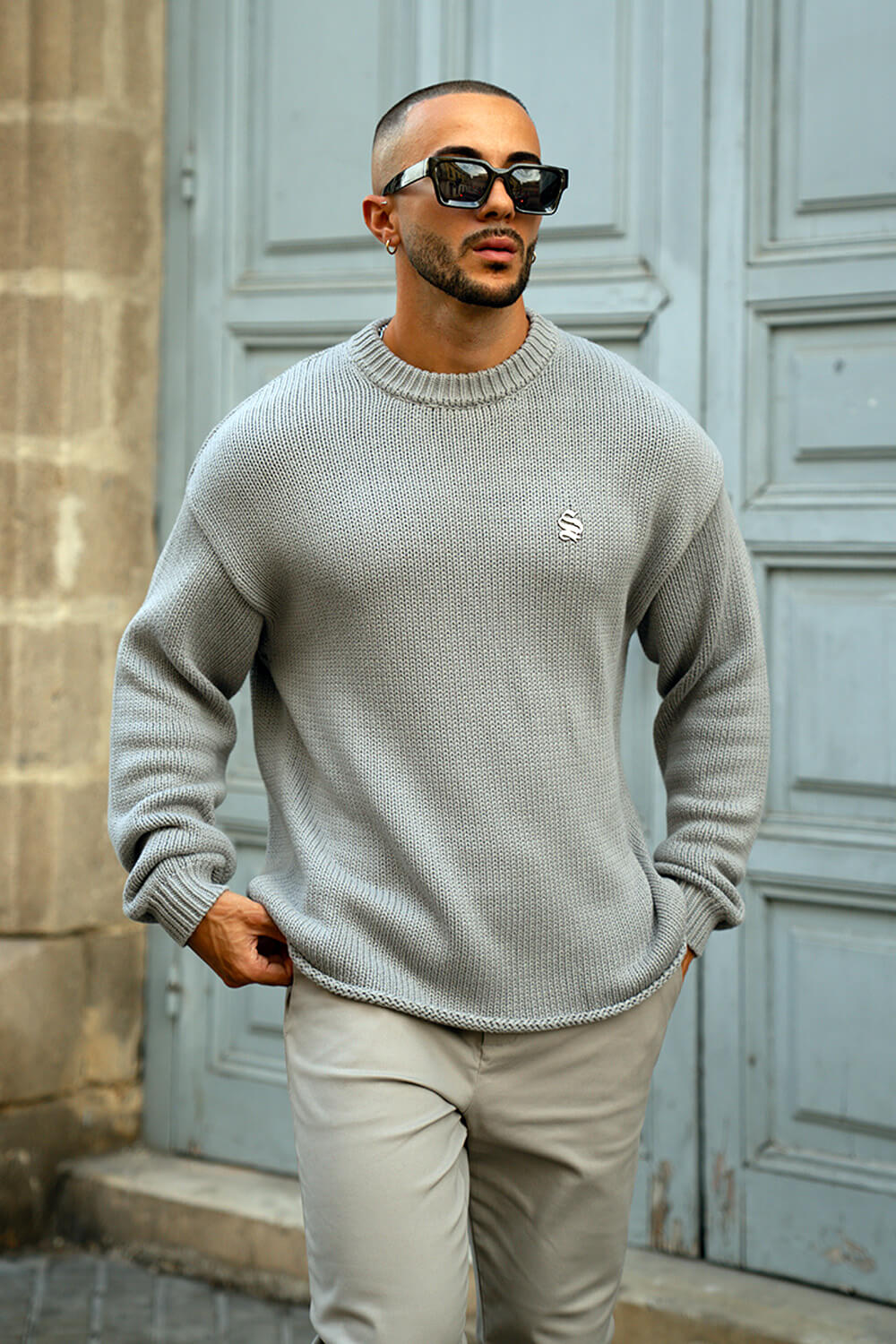 Aurelle Cable Knit Sweater - Grey