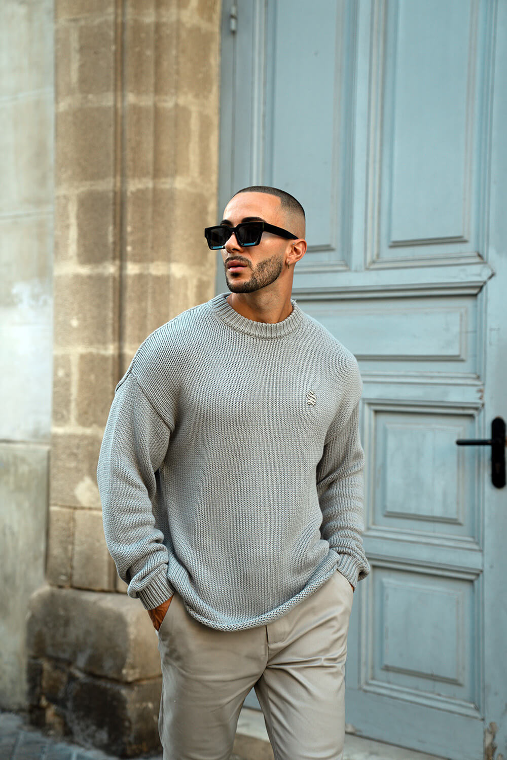 Aurelle Cable Knit Sweater - Grey