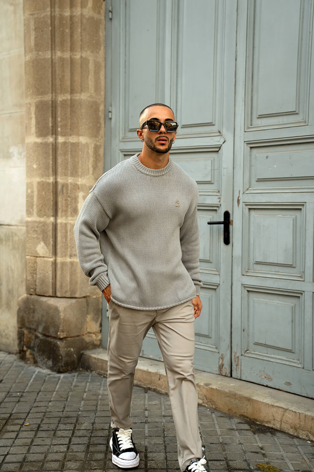 Aurelle Cable Knit Sweater - Grey