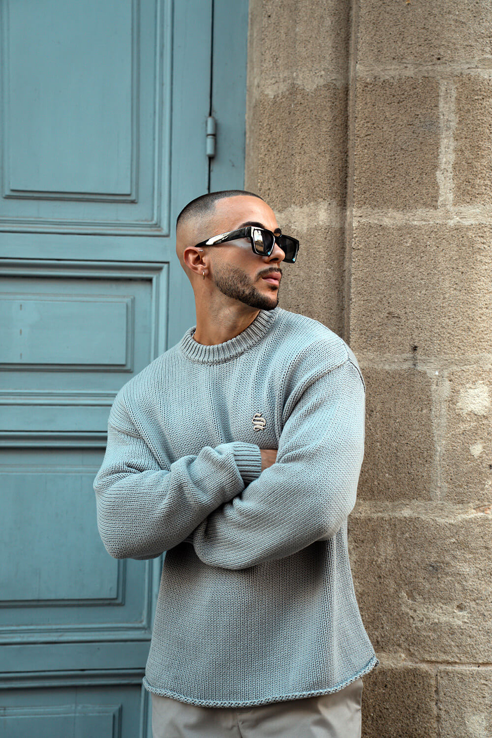 Aurelle Cable Knit Sweater - Grey