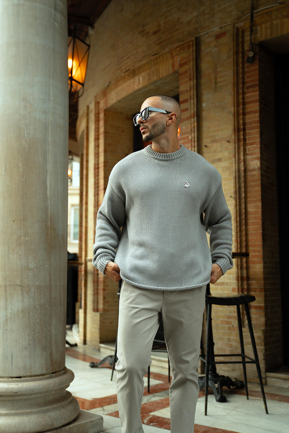 Aurelle Cable Knit Sweater - Grey