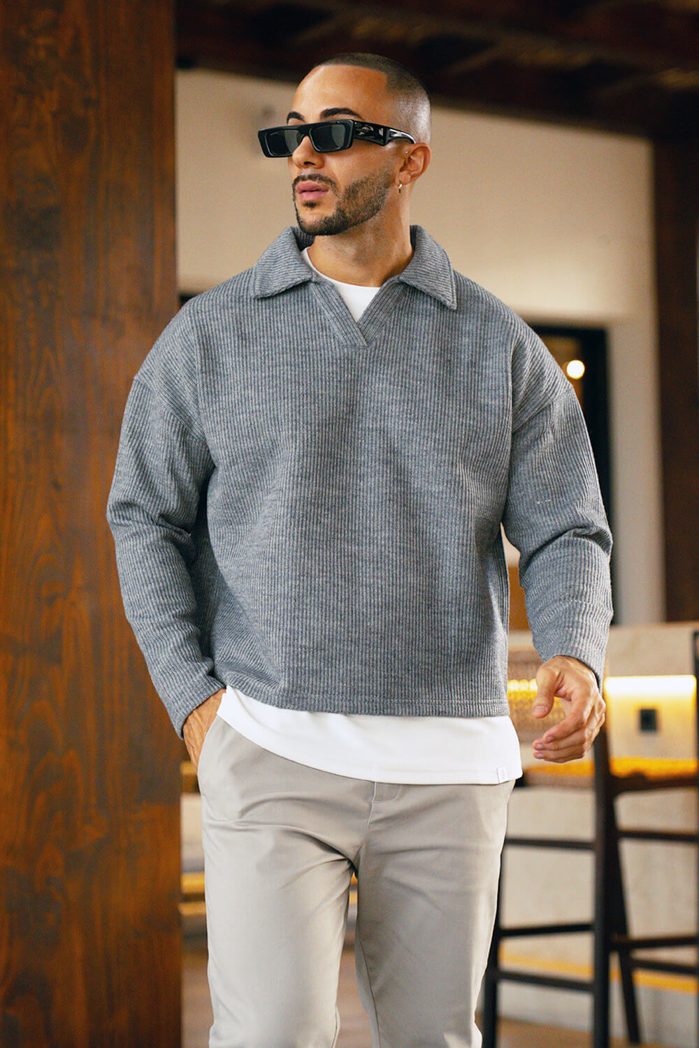 Hensley Knit Polo - Grey
