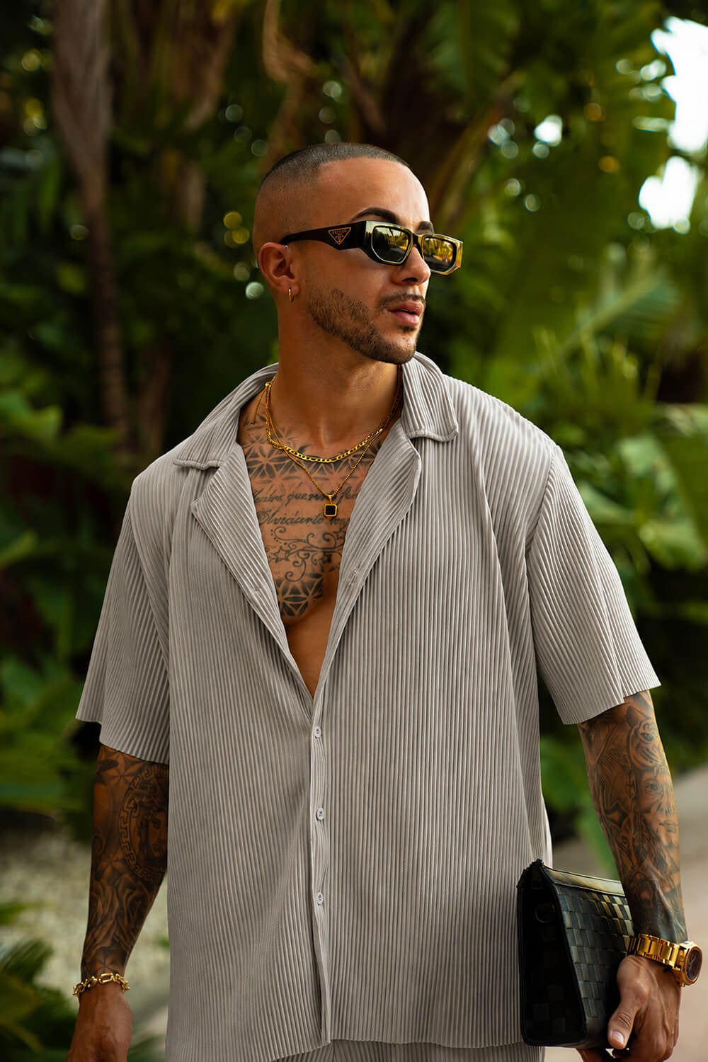 Monaco Pleated Shirt - Grey