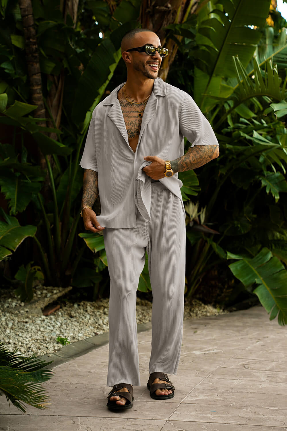 Monaco Pleated Trousers - Grey