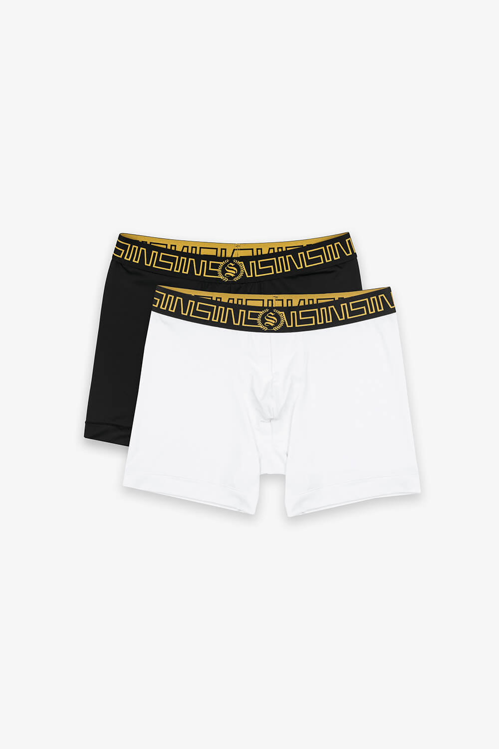 Versace 2-Pack Iconic Men's Boxer Briefs, Black/White/gold