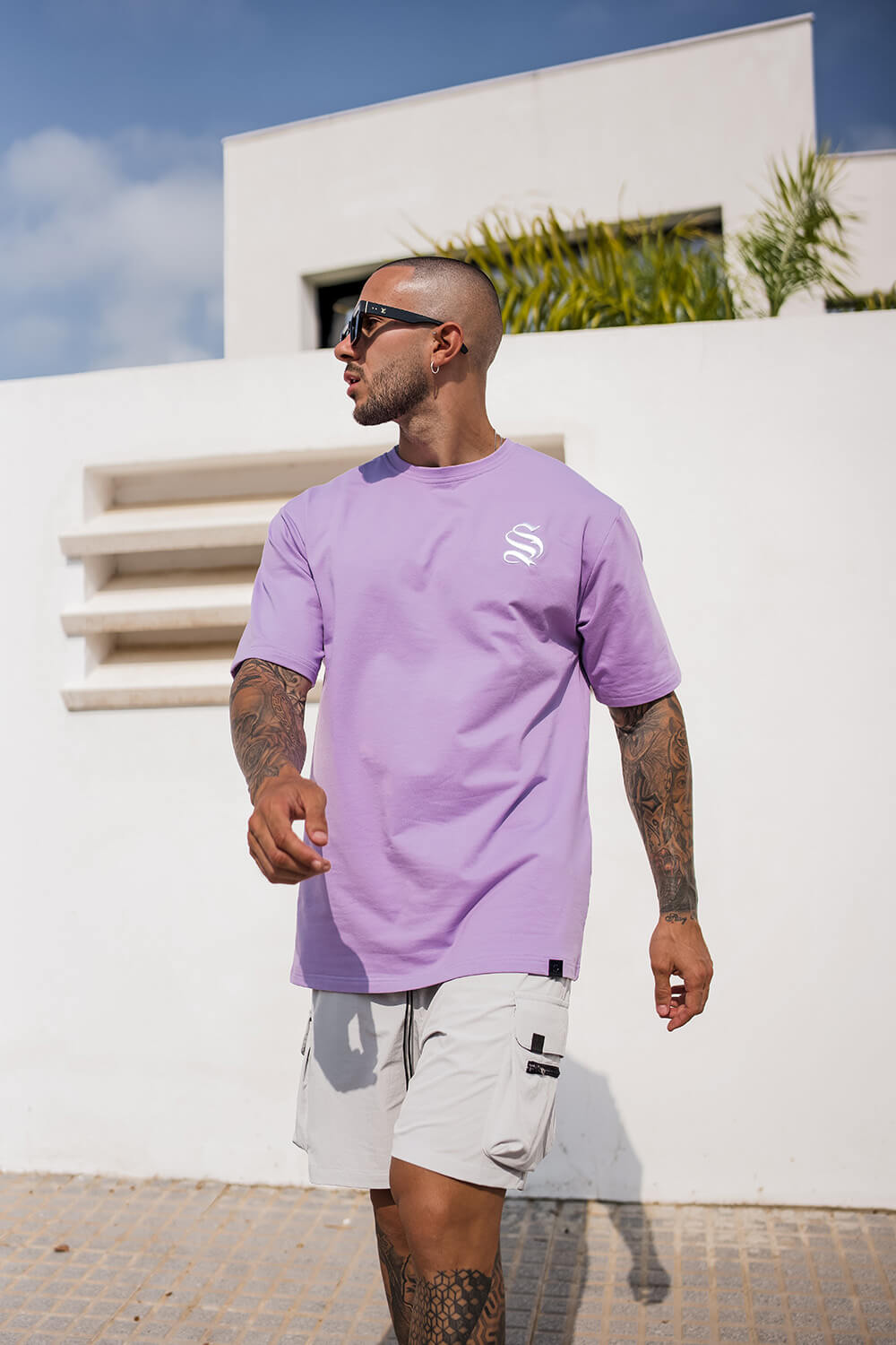 Script Core Tee - Lilac/White