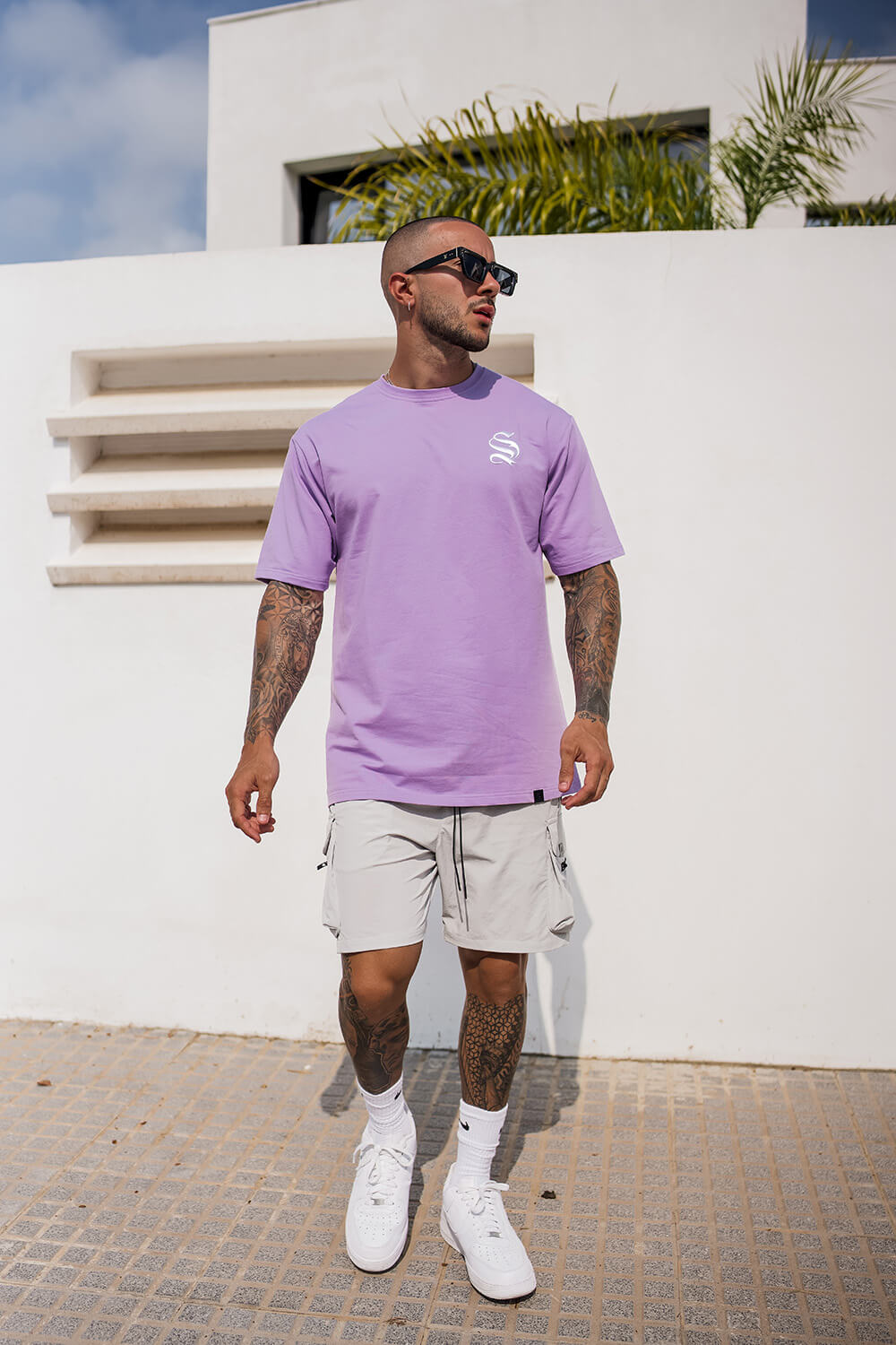 Script Core Tee - Lilac/White