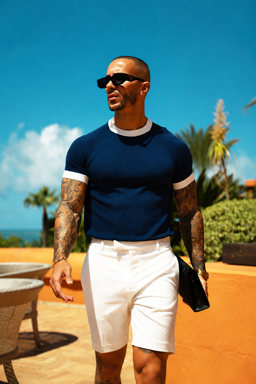 Capri Ringer Knit Tee - Navy