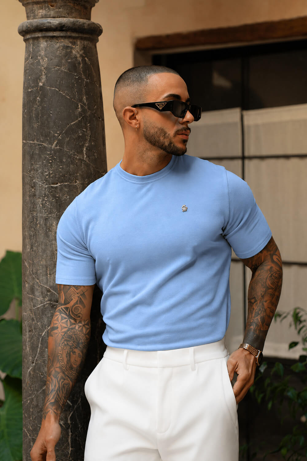 Luxe Knit Tee - Powder Blue