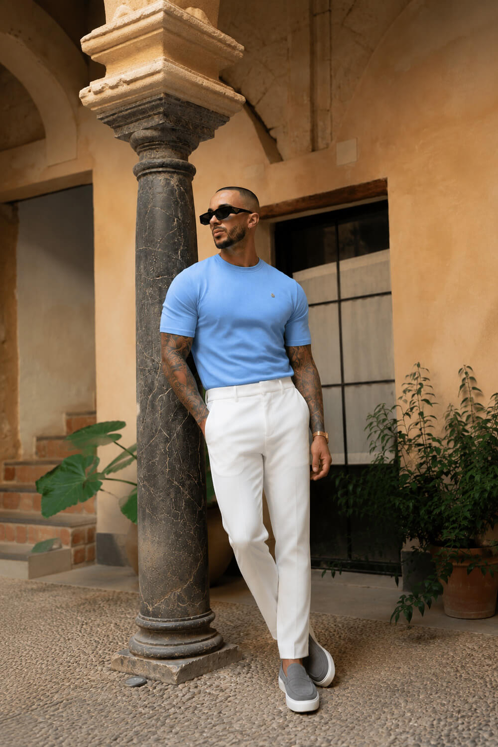 Luxe Knit Tee - Powder Blue