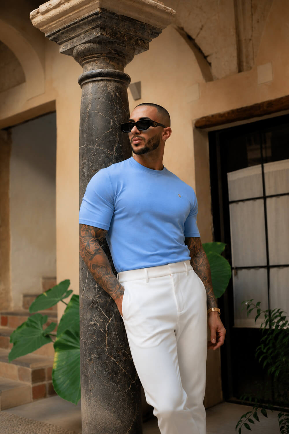 Luxe Knit Tee - Powder Blue