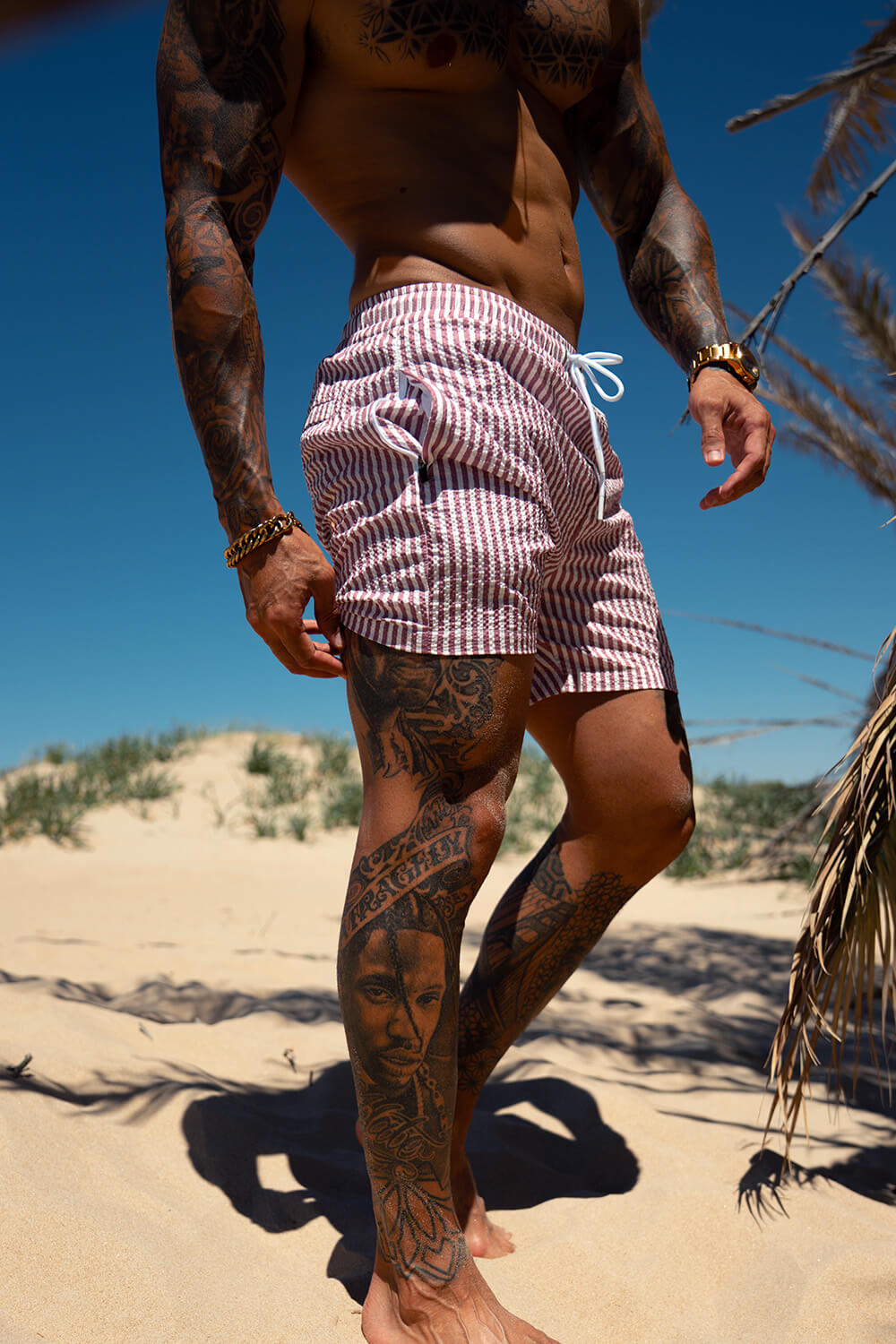 Montaro Swim Shorts - Rose Pink/White