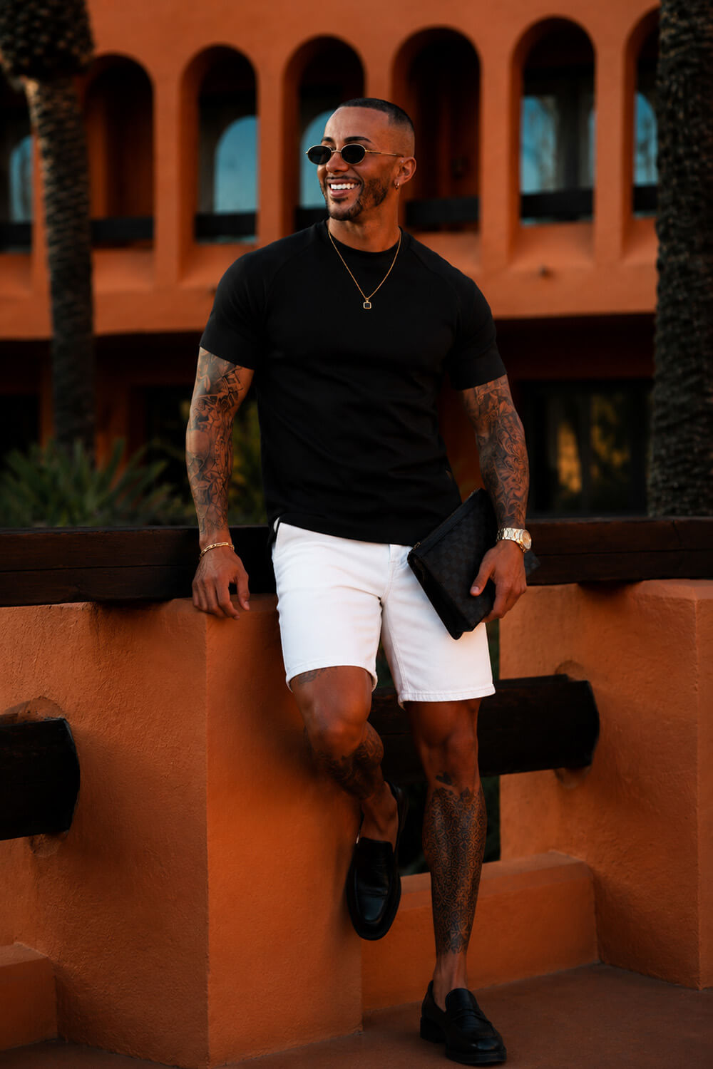 Azure Denim Shorts - White