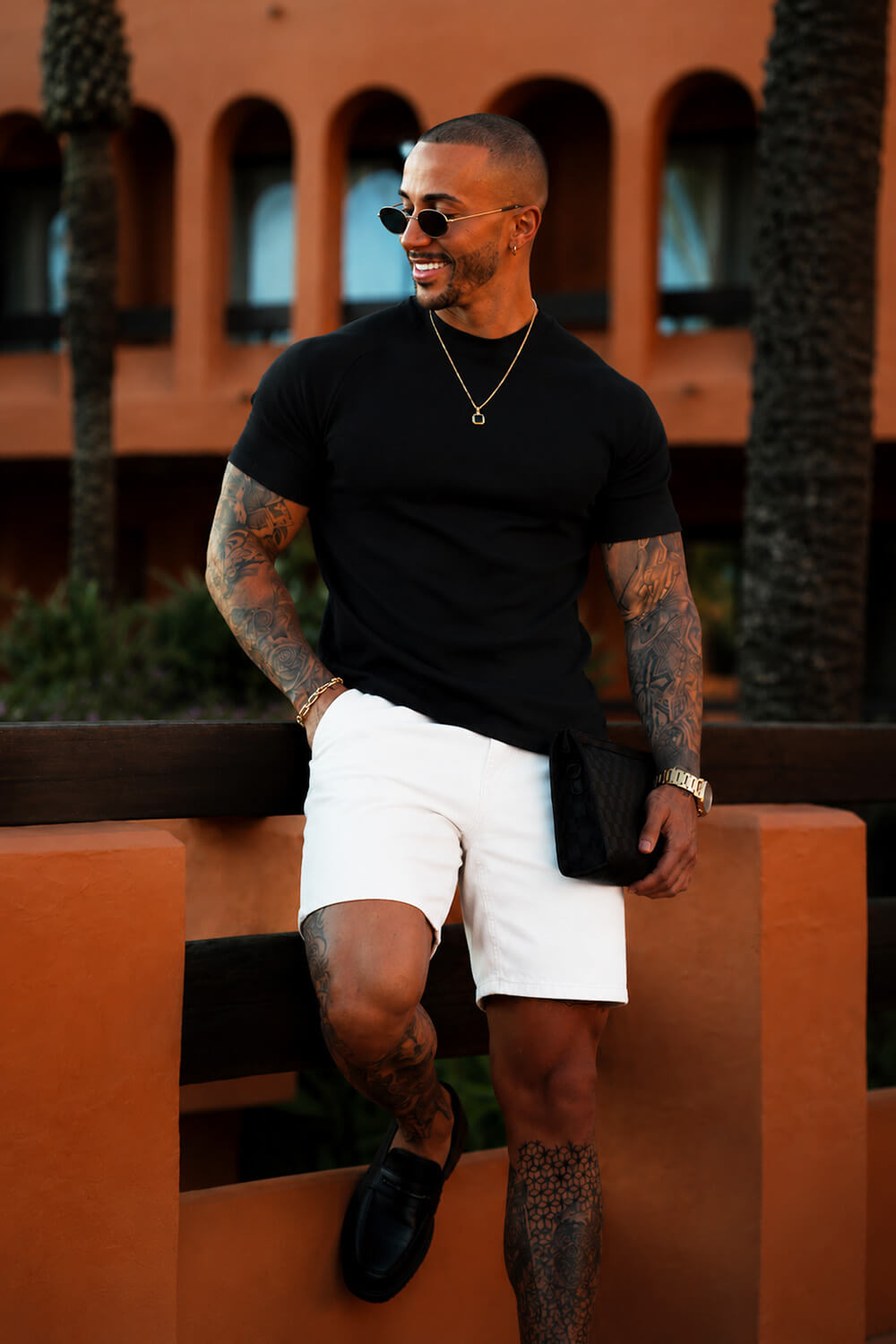 Azure Denim Shorts - White