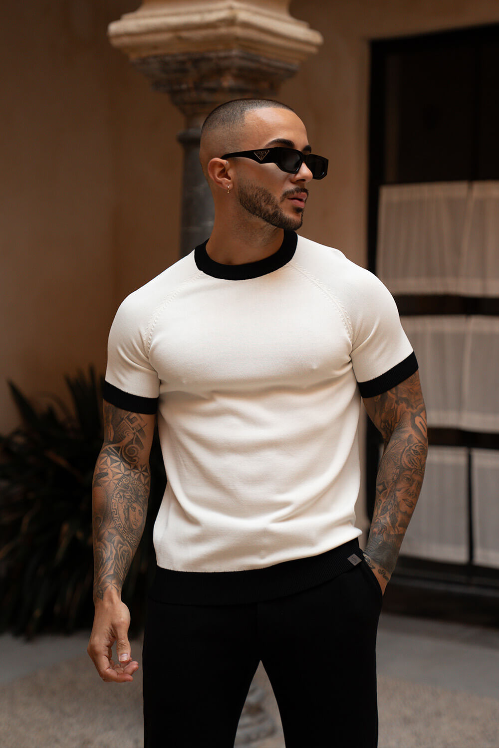 Capri Ringer Knit Tee - White