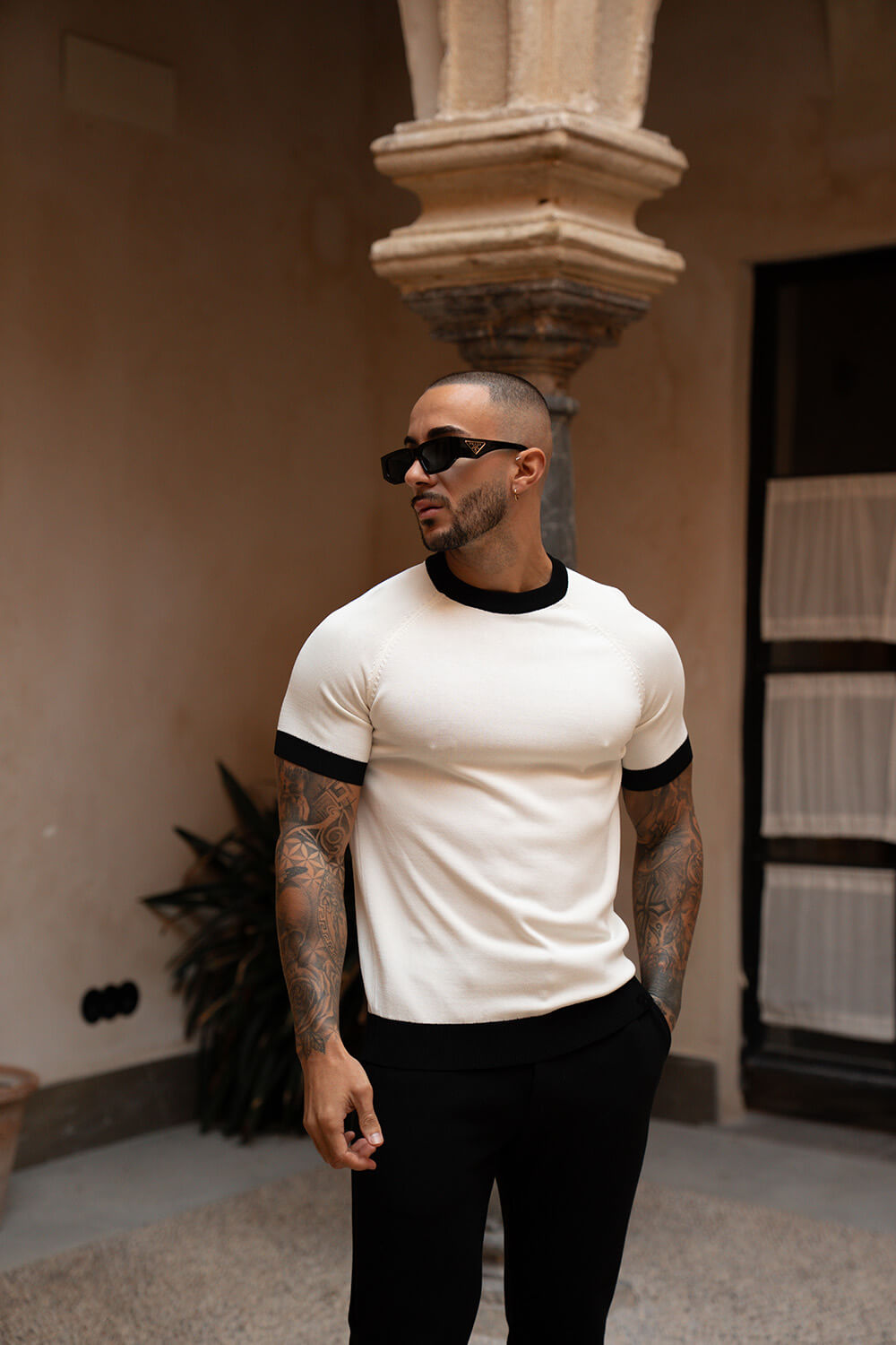 Capri Ringer Knit Tee - White