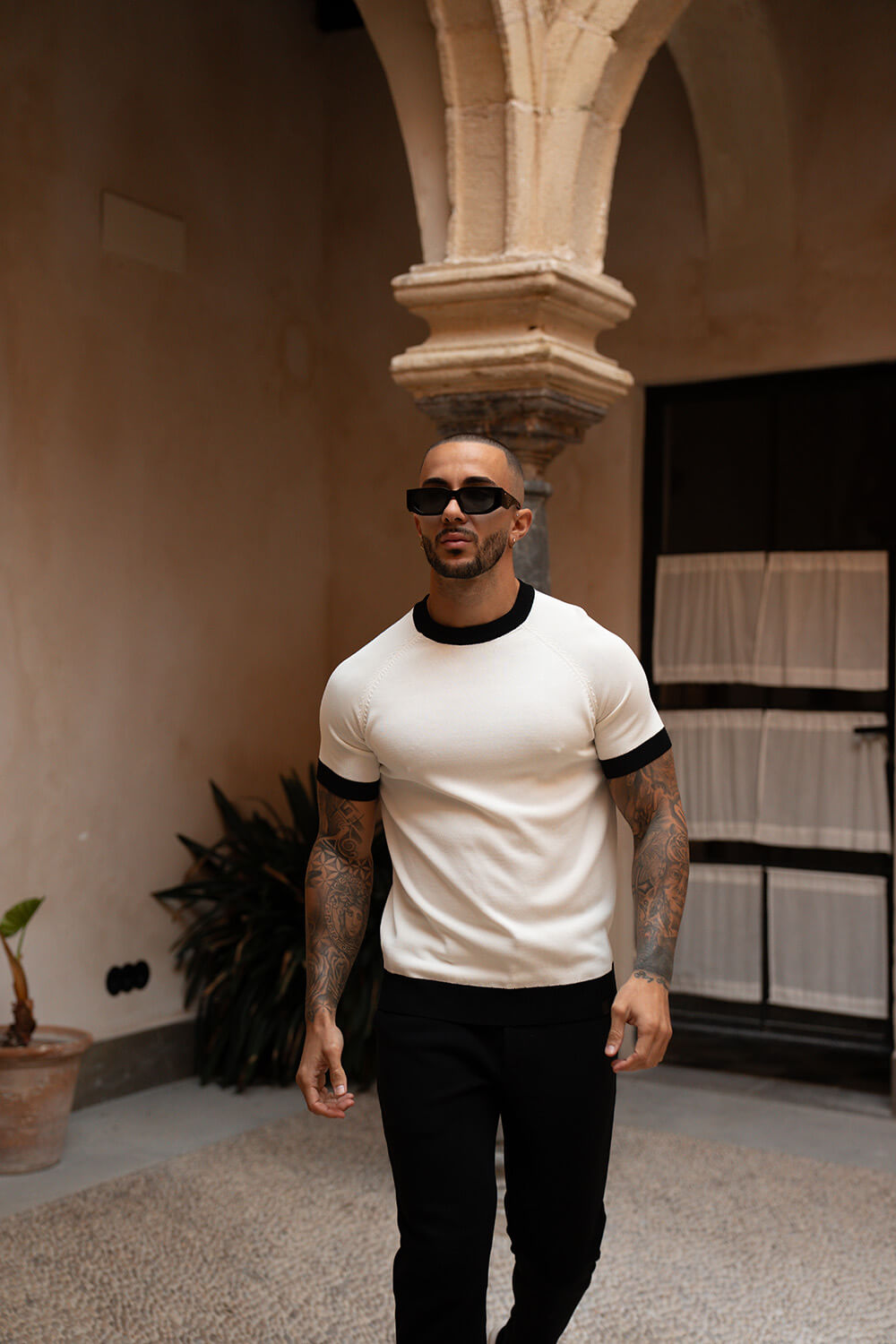 Capri Ringer Knit Tee - White