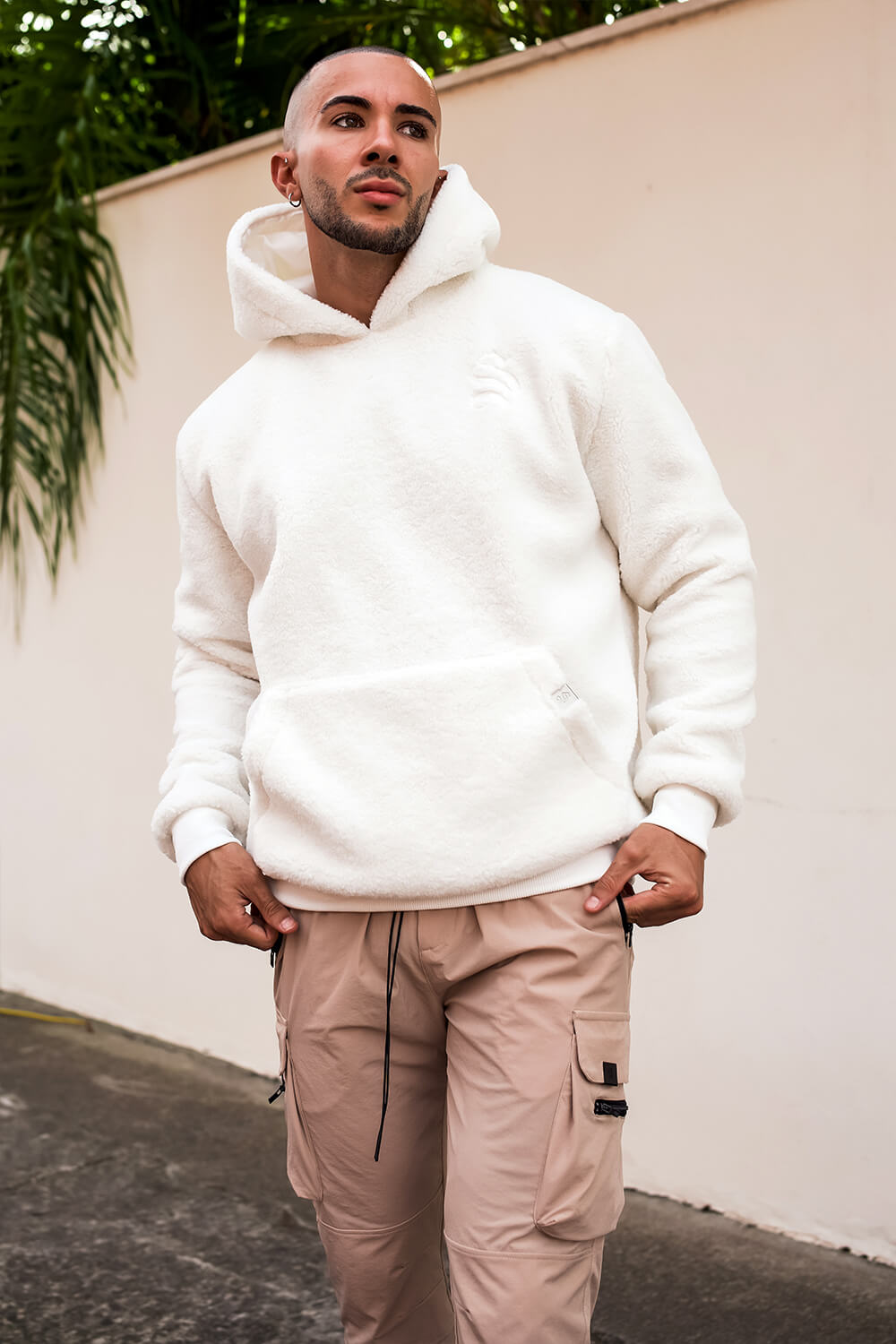 White cheap borg hoodie