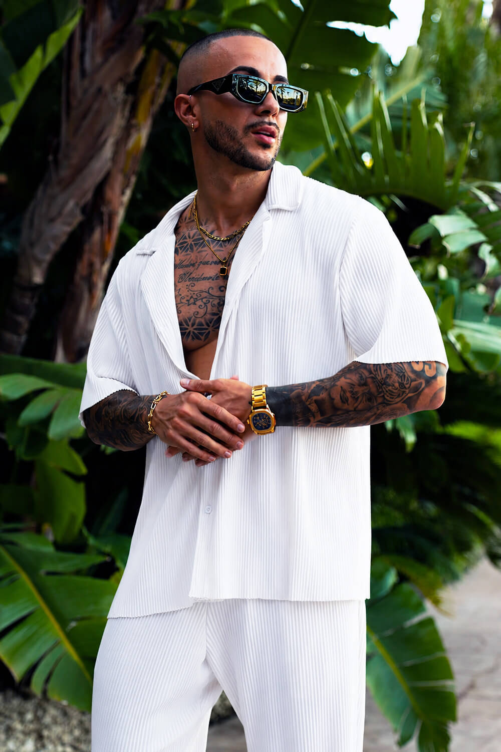 Monaco Pleated Shirt - White