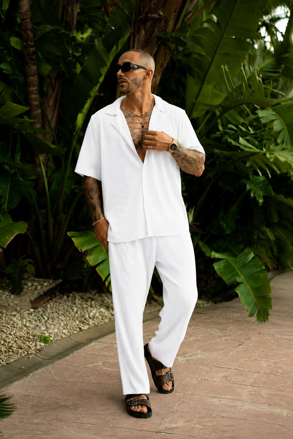 Monaco Pleated Shirt - White