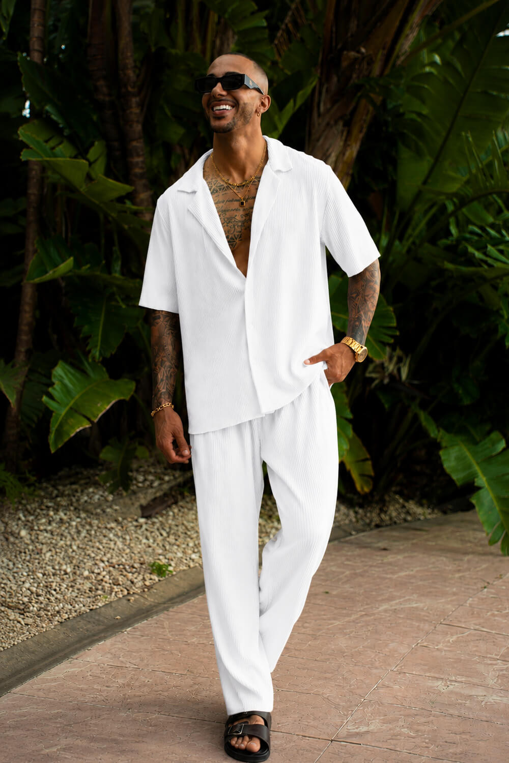 Monaco Pleated Trousers - White
