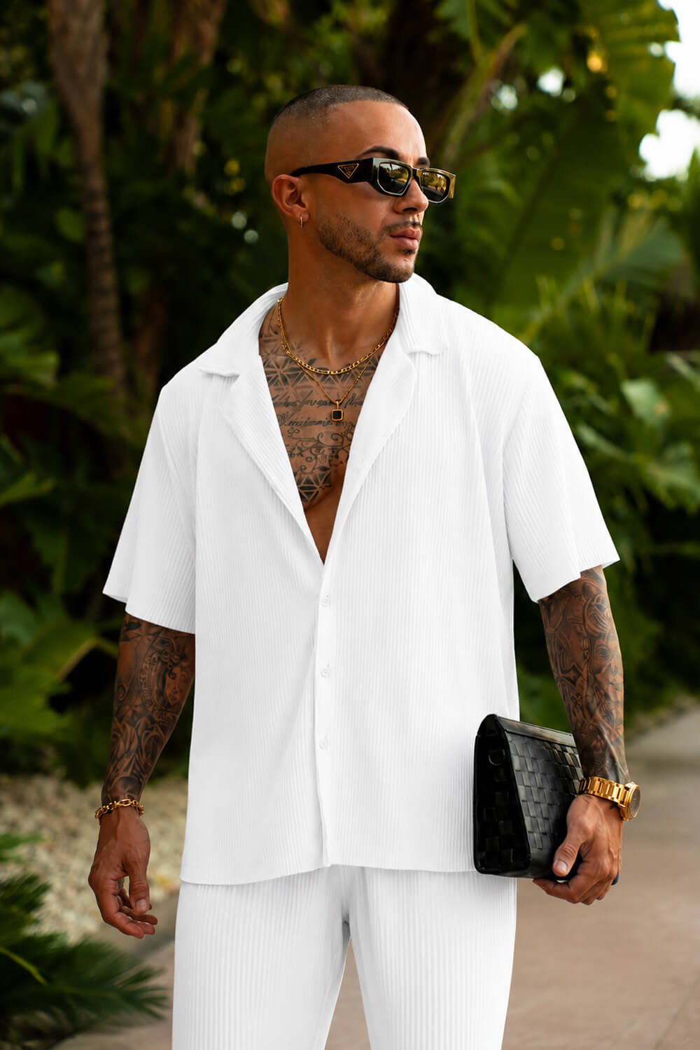 Monaco Pleated Shirt - White