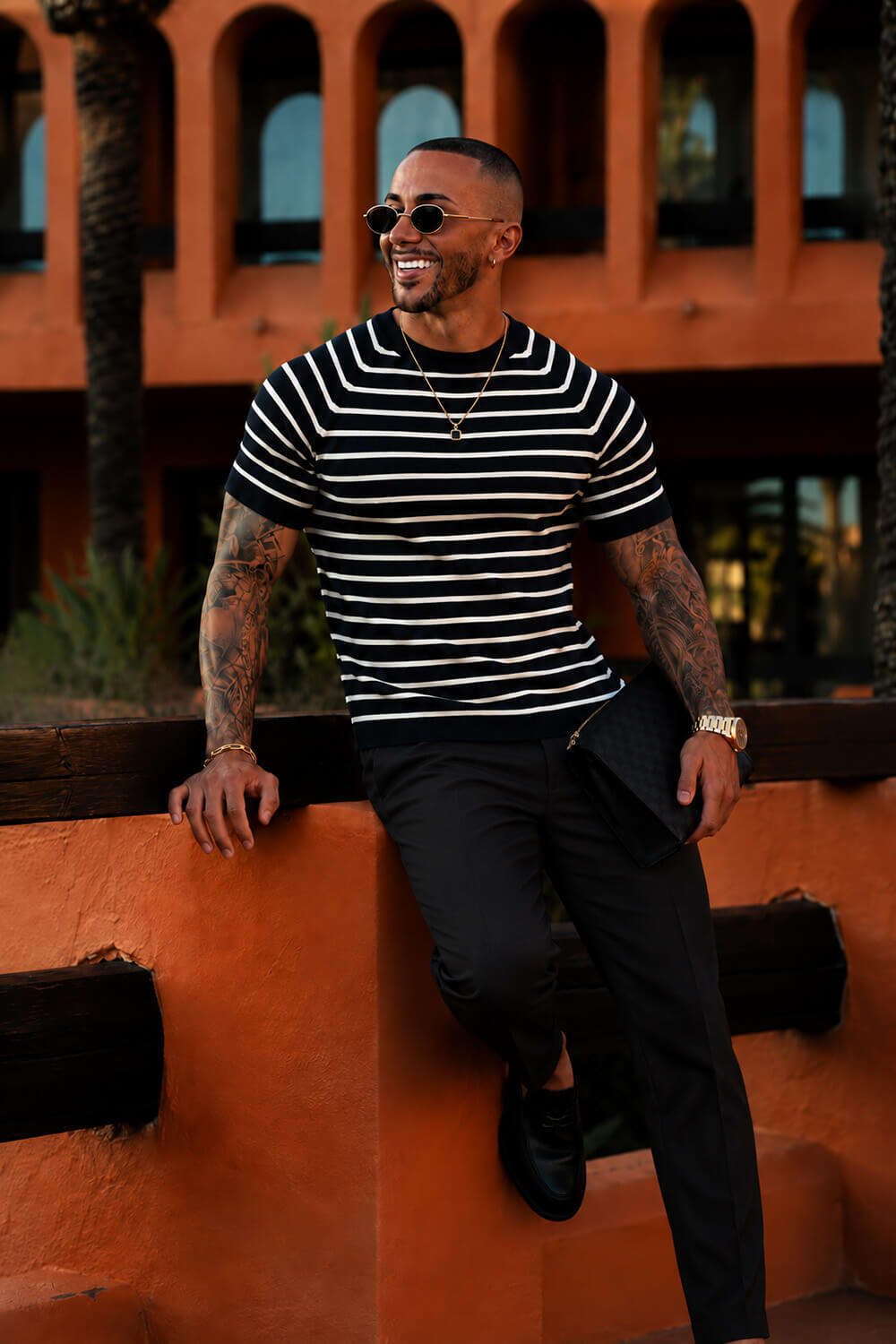 Alvori Stripe Tee - Navy/White