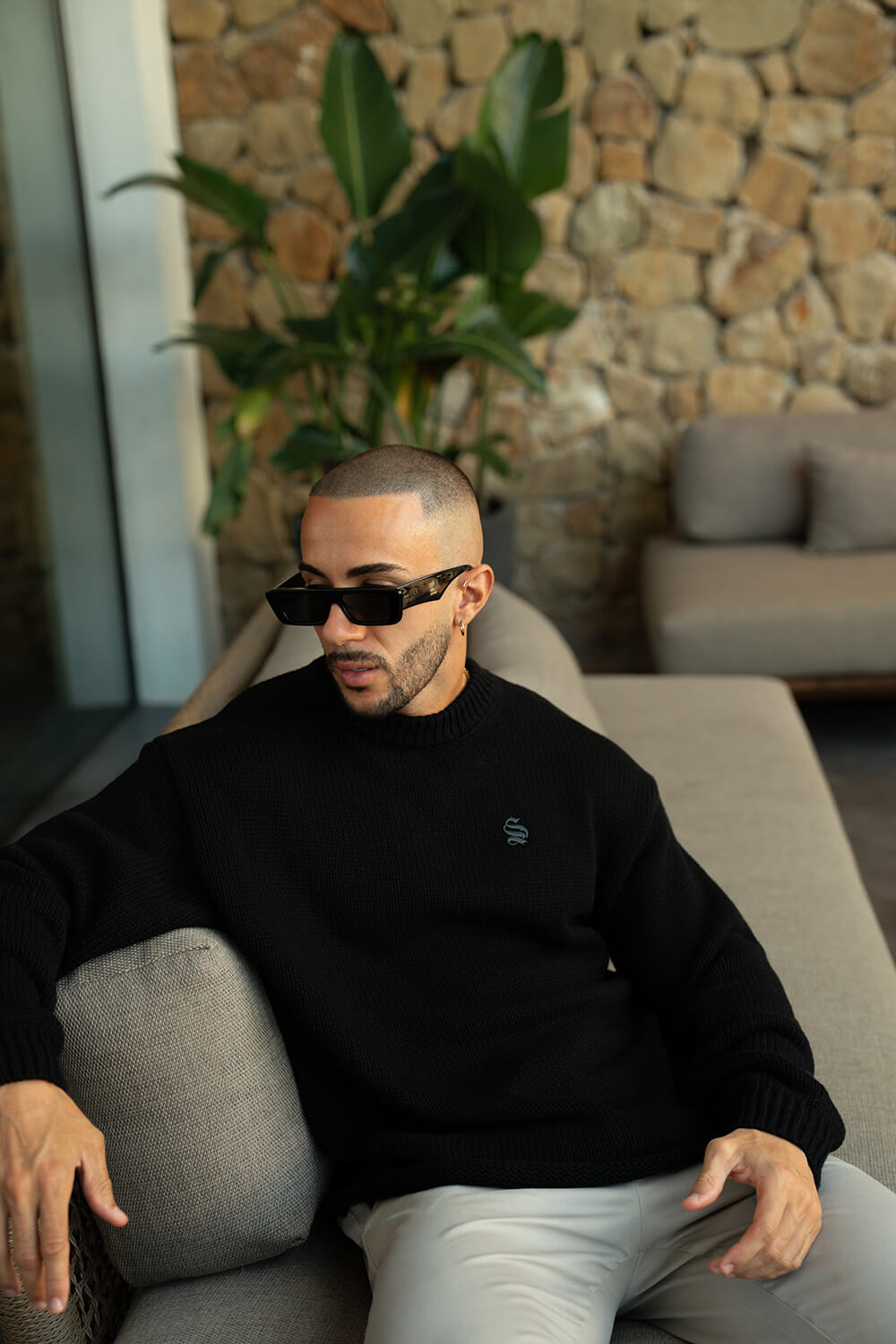 Aurelle Cable Knit Sweater - Black