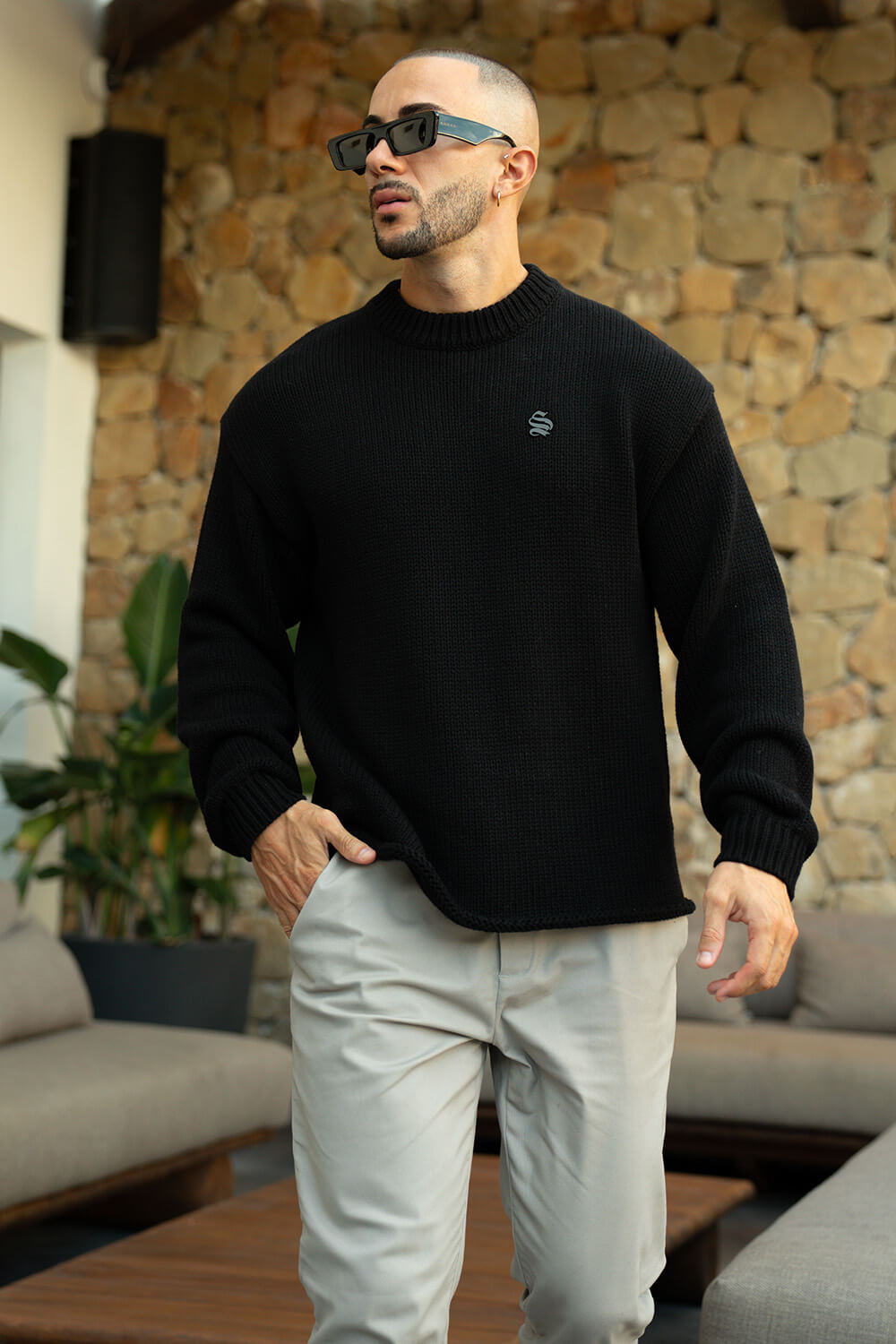 Aurelle Cable Knit Sweater - Black