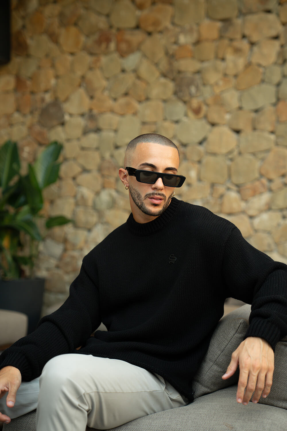 Aurelle Cable Knit Sweater - Black