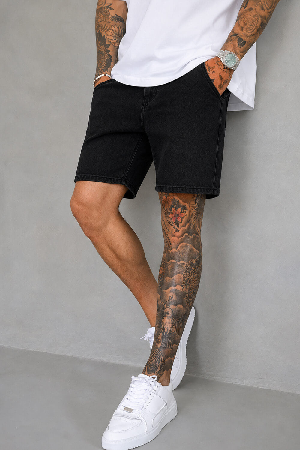 Azure Denim Shorts - Black