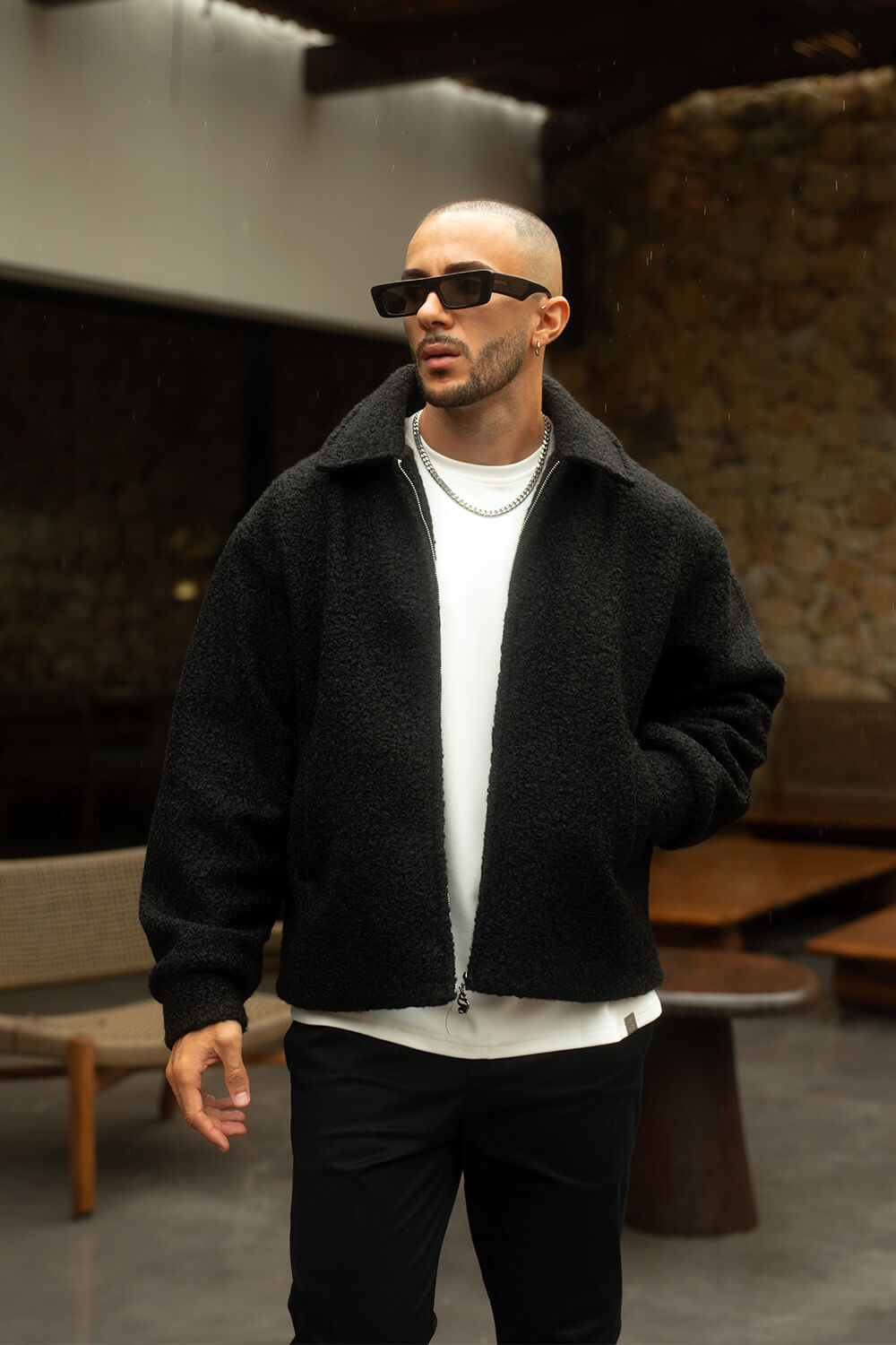 Borg Coach Jacket - Black