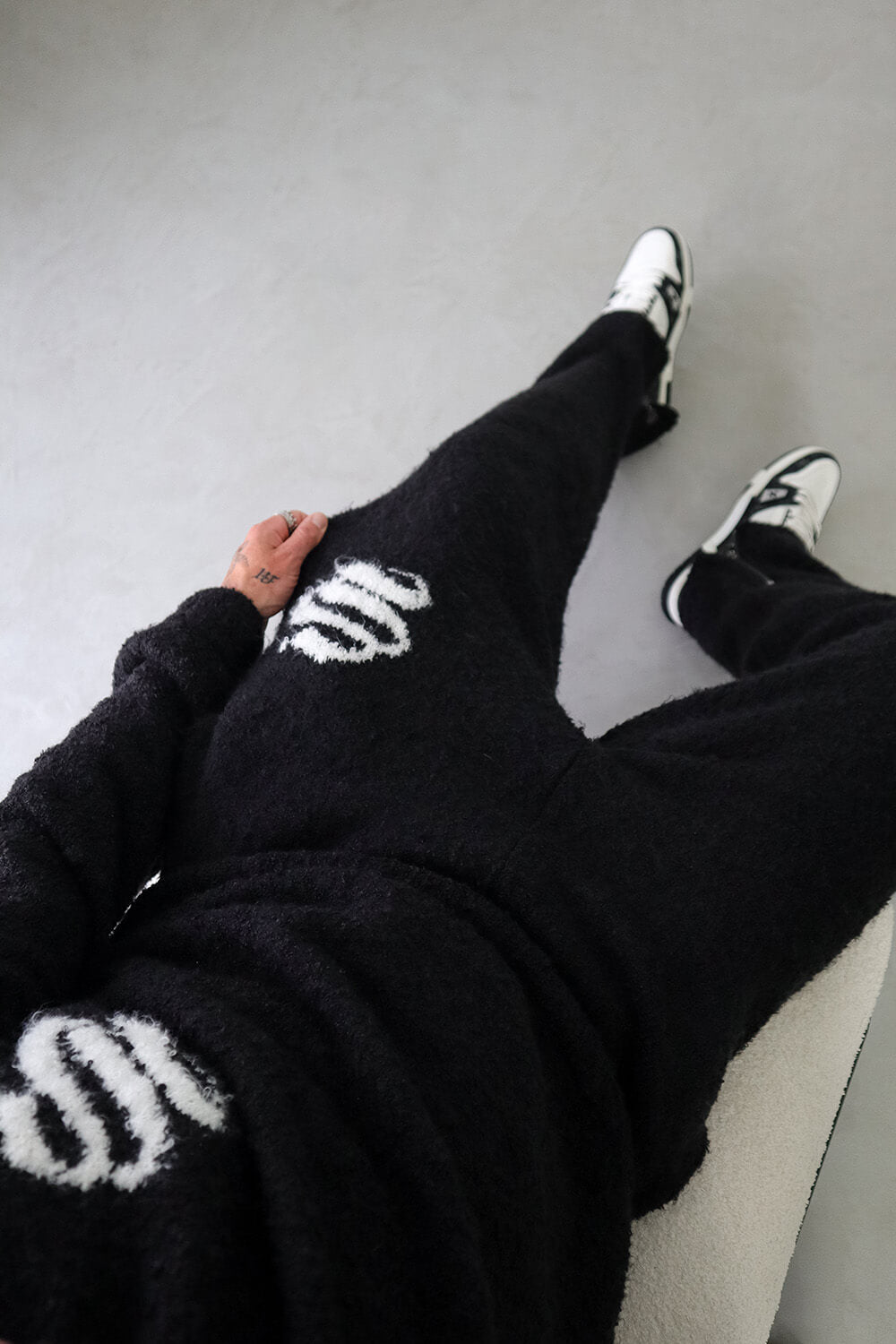 Emblem Knitted Joggers - Black
