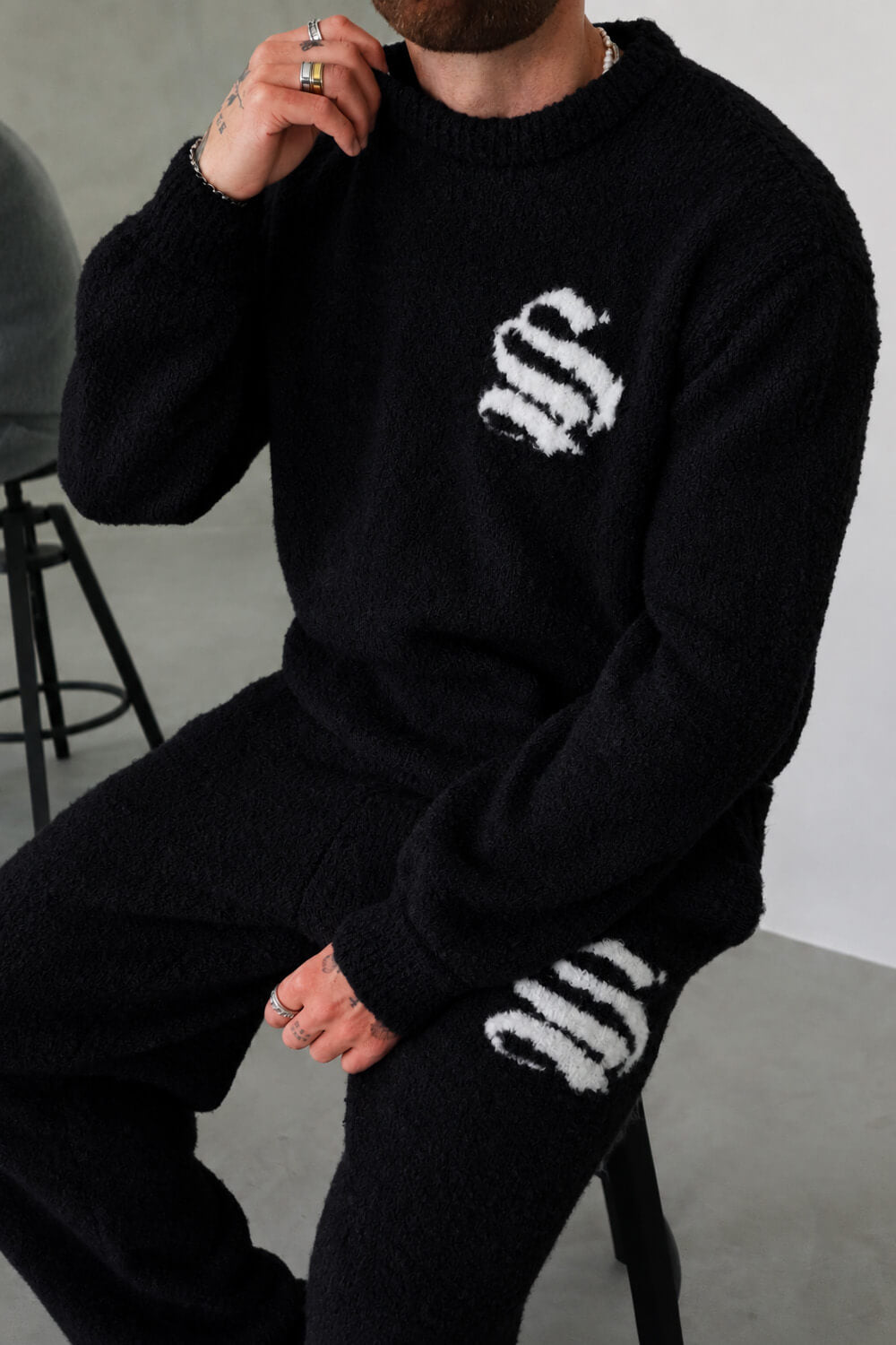 Emblem Knitted Sweater - Black