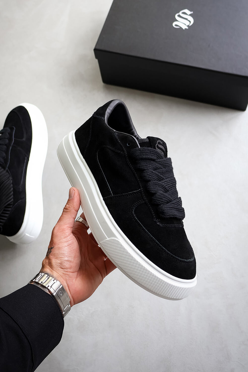 Court Suede Trainers - Black