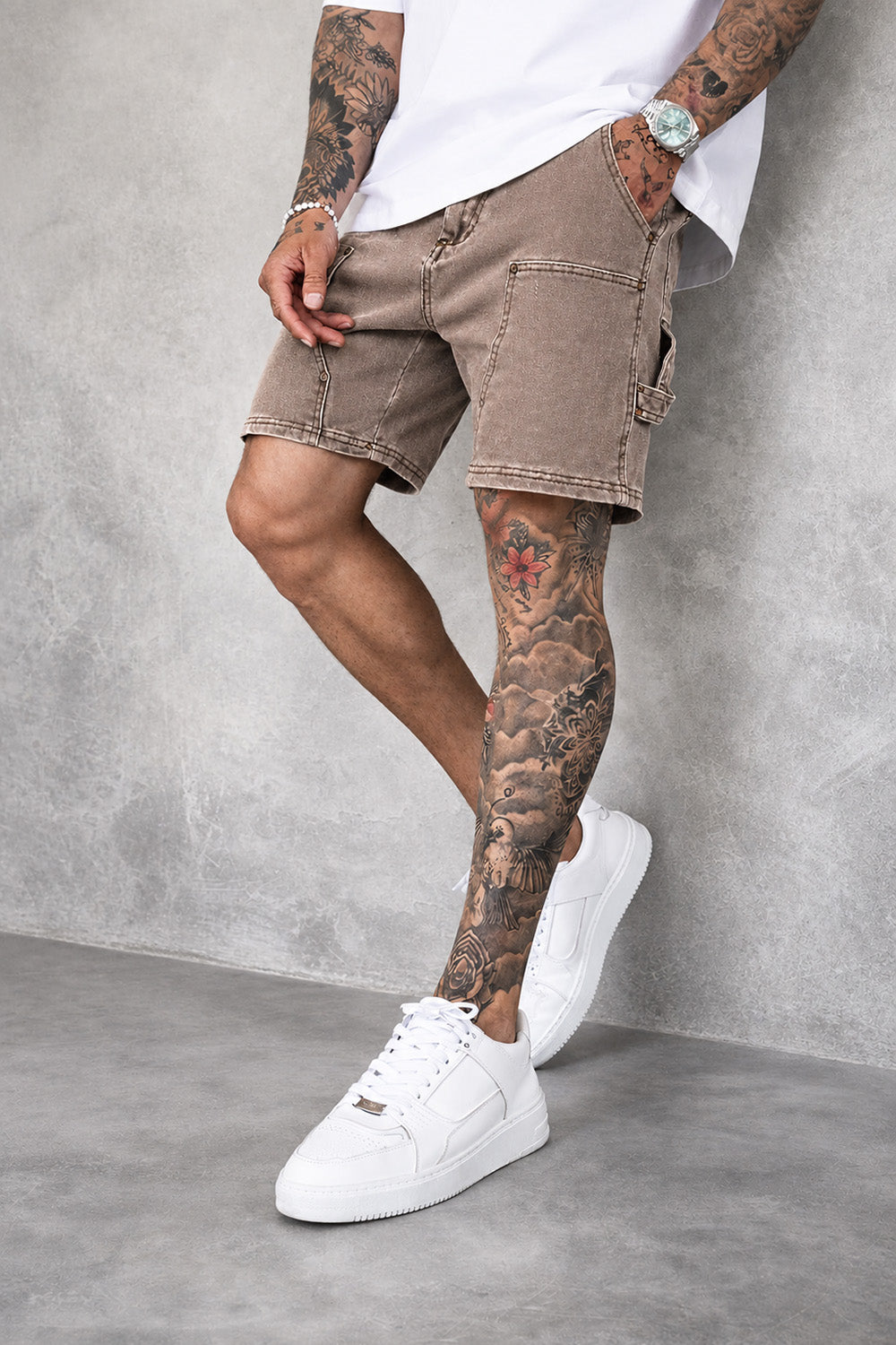 Carpenter Denim Shorts - Brown