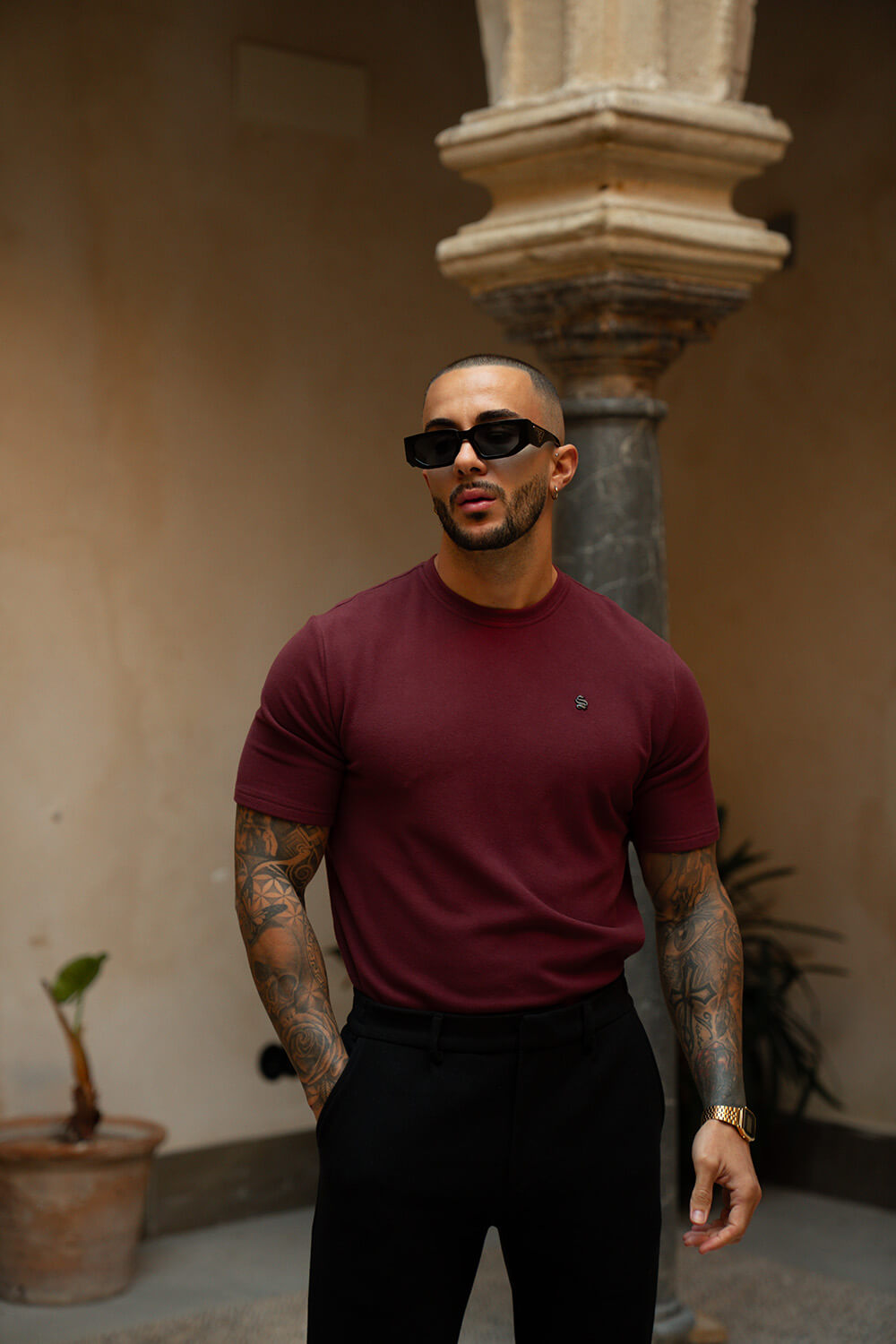 Luxe Knit Tee - Burgundy