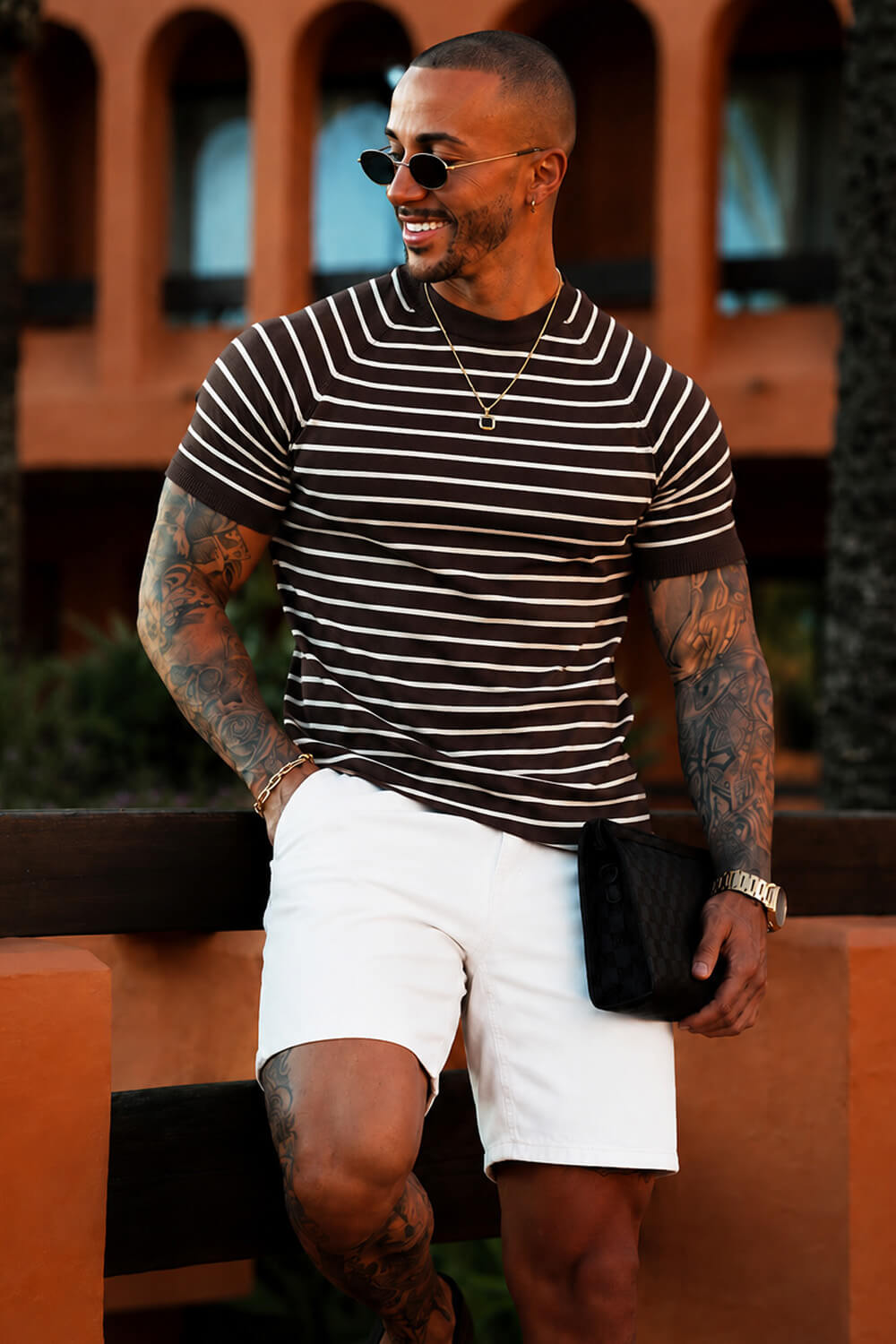 Alvori Stripe Tee - Chocolate/White