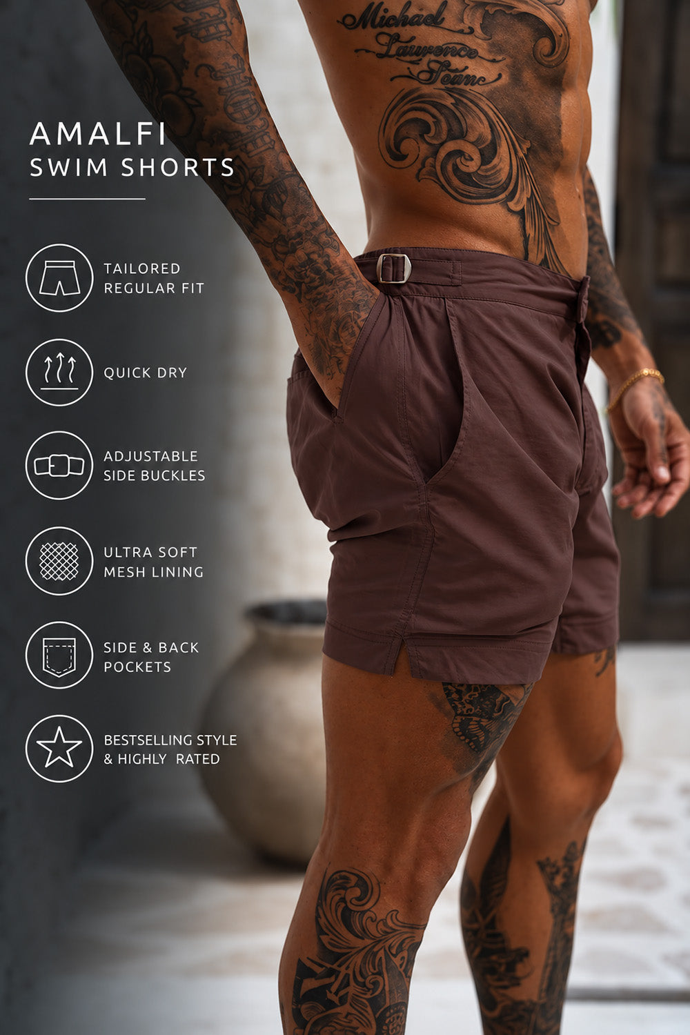 Amalfi Swim Shorts - Chocolate