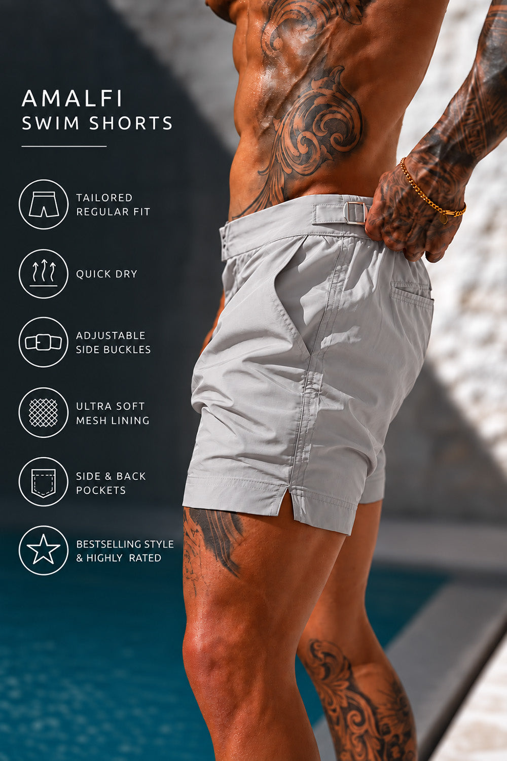Amalfi Swim Shorts - Grey