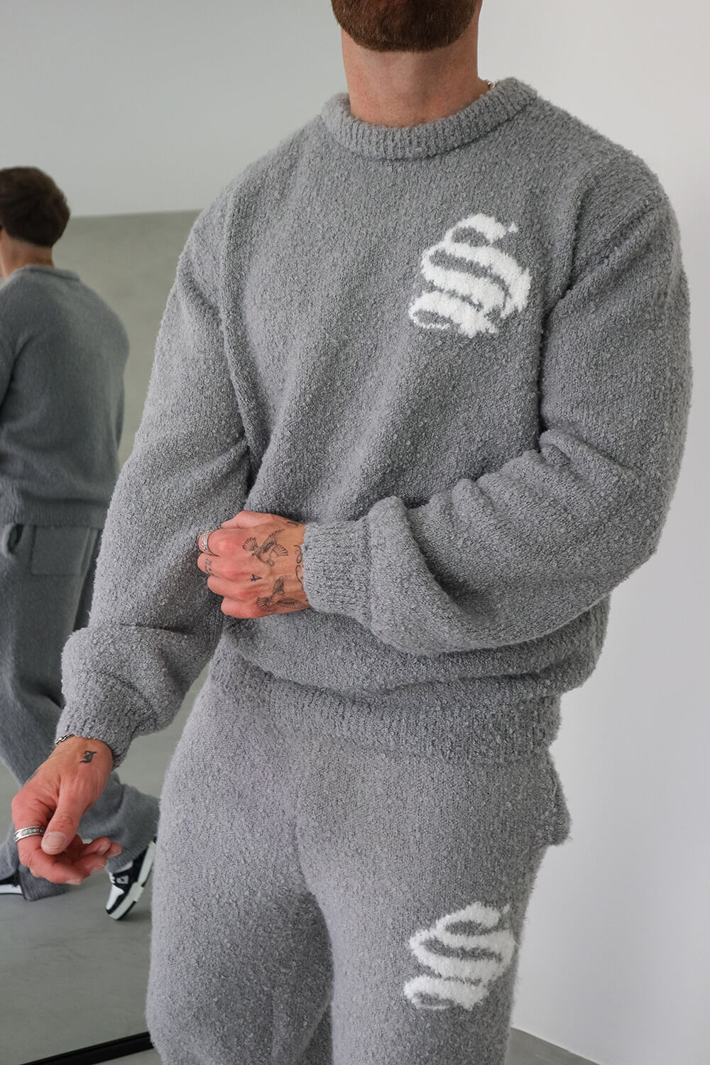 Emblem Knitted Sweater - Grey