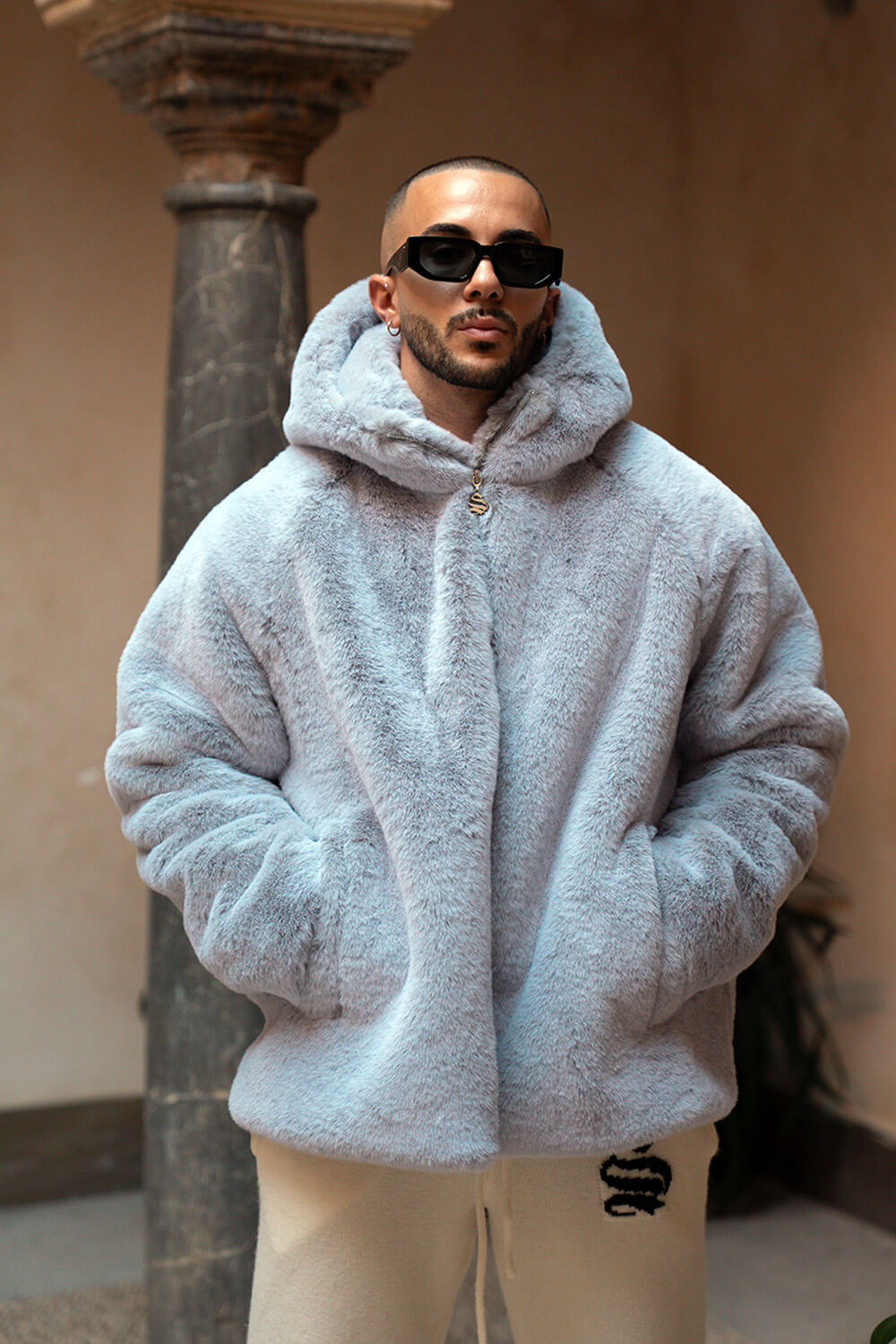 Oslo Fur Jacket - Grey/White