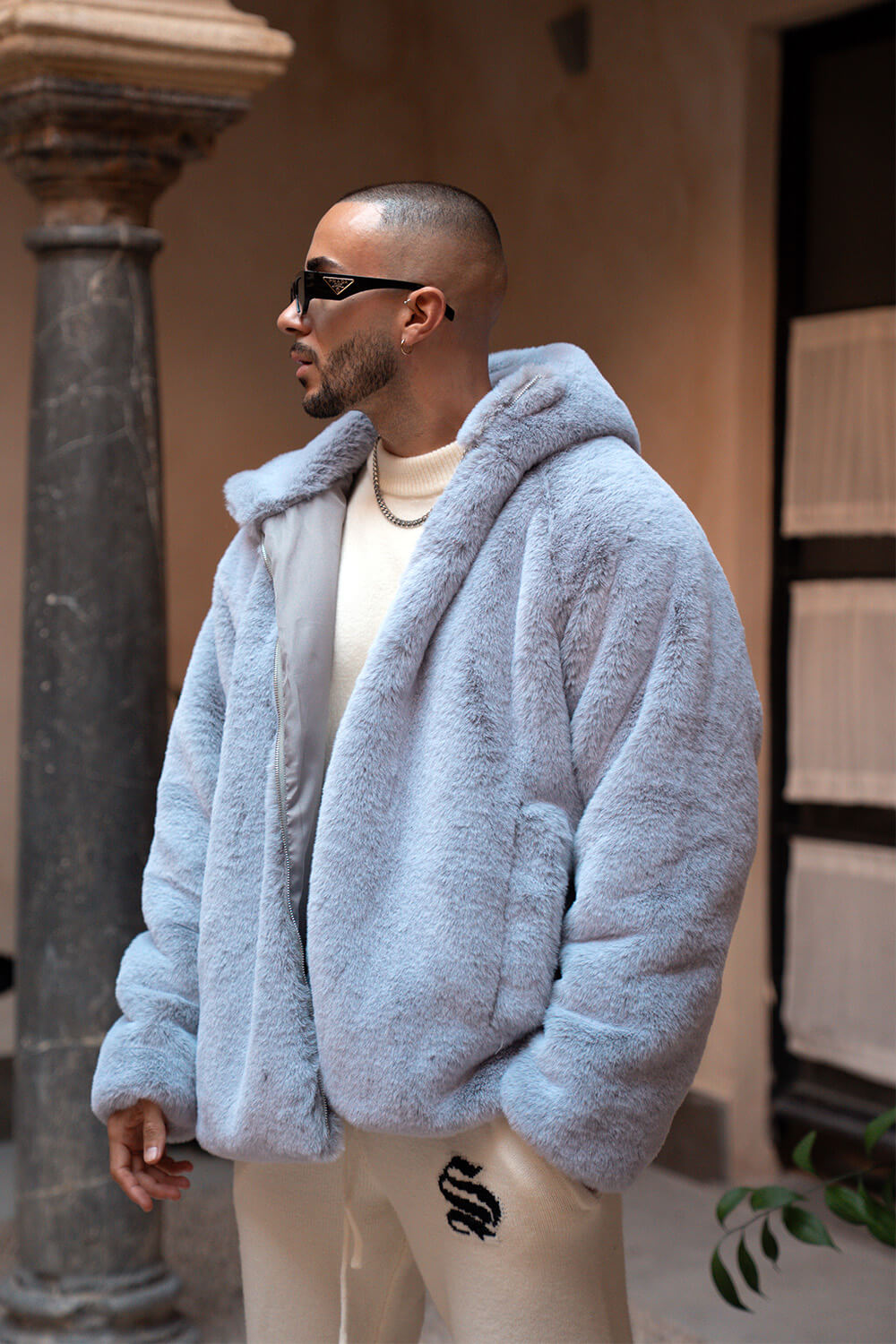 Oslo Fur Jacket - Grey/White