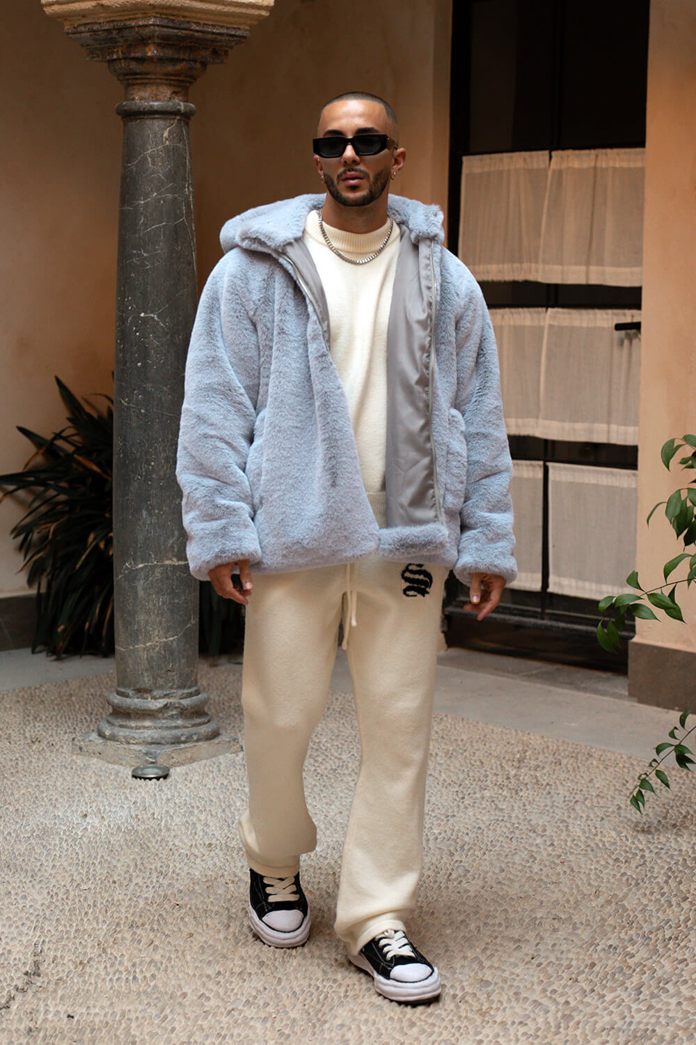 Oslo Fur Jacket - Grey/White