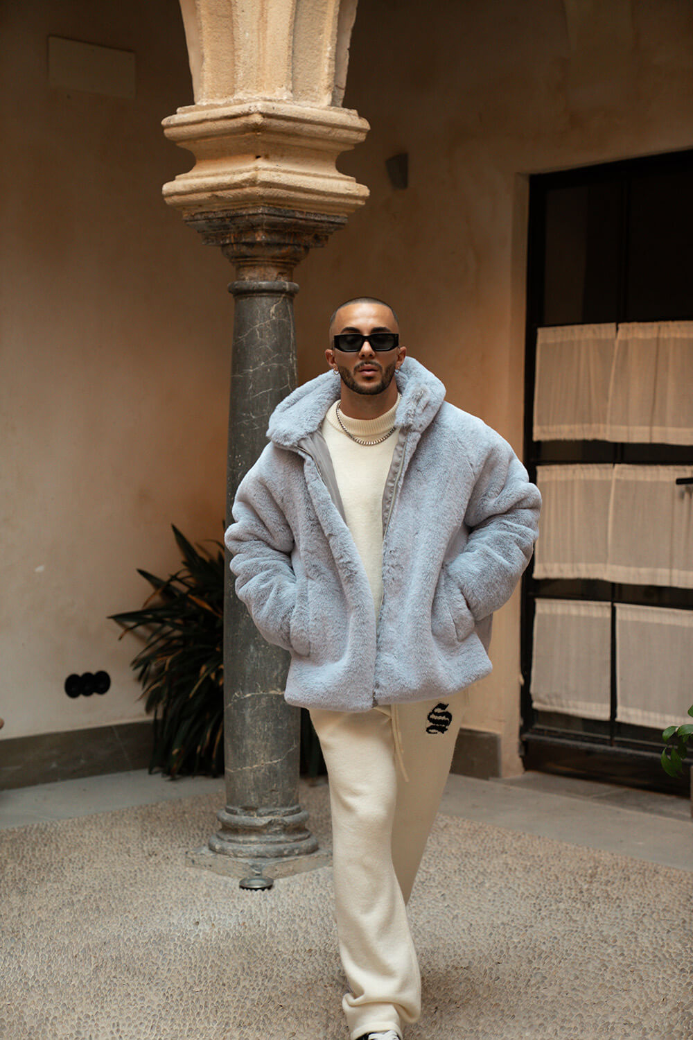 Oslo Fur Jacket - Grey/White
