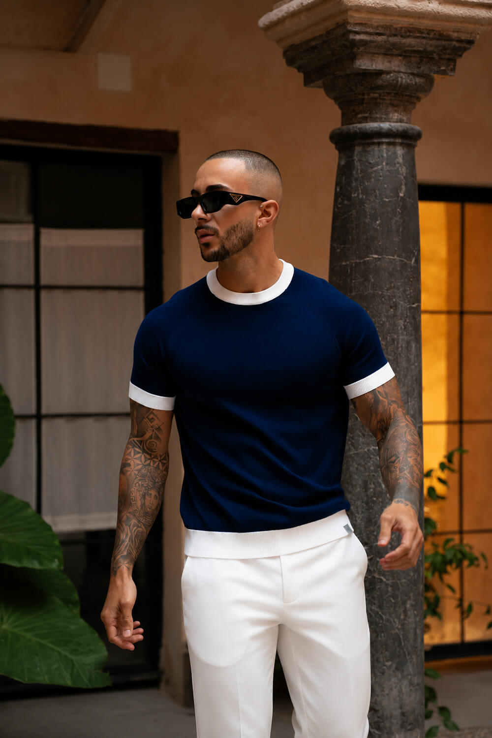 Capri Ringer Knit Tee - Navy