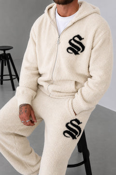 Emblem Knitted Hoodie - Off White