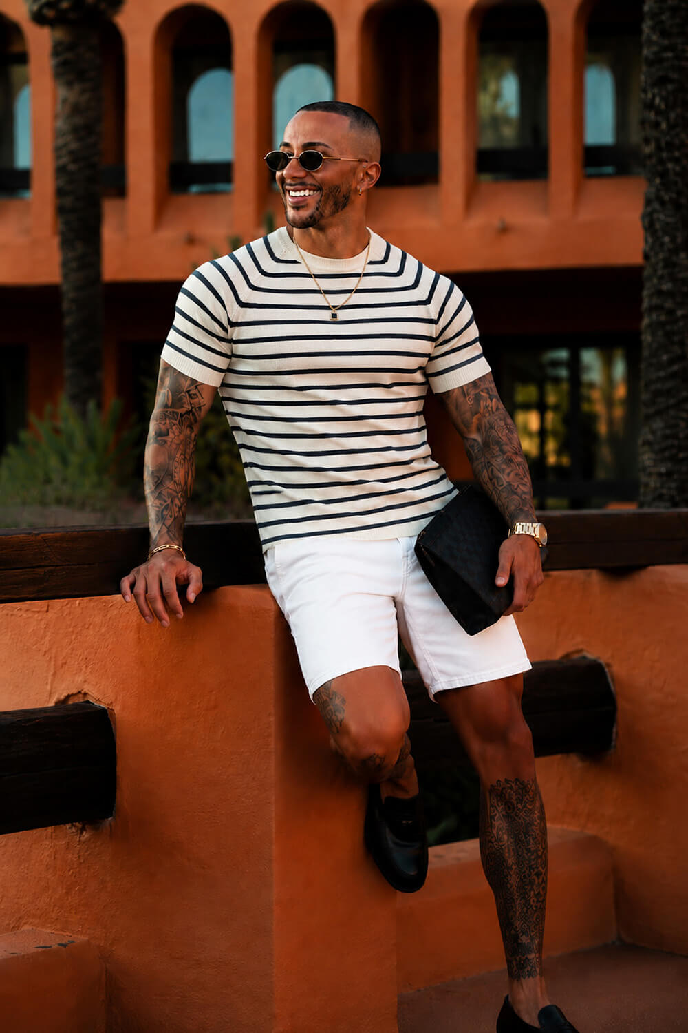 Alvori Stripe Tee - White/Navy