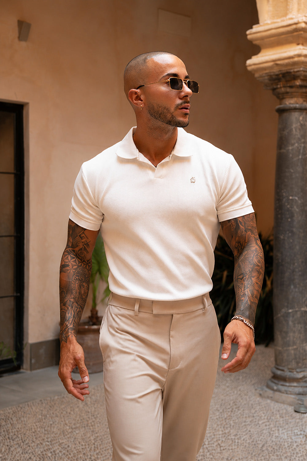 Portofino Ribbed Polo - White