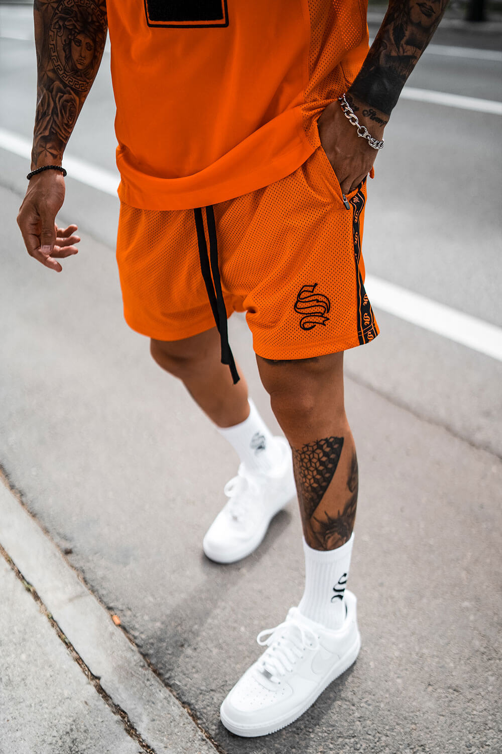 Varsity Mesh Shorts - Orange